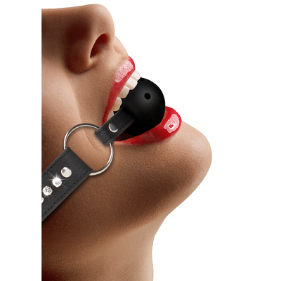 Breathable Ball Gag with with Diamond Studded Straps